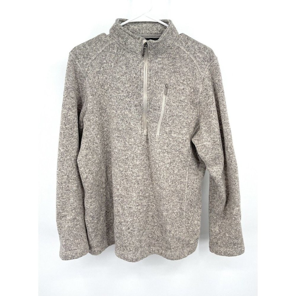 Woolrich 1/2 Zip Sweater Mens M Beige Pull Over Long Sleeve‎ Comfort Fleece